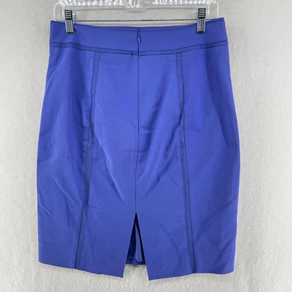 White House Black Market Skirt Women's Sz 6 Blue Knee Length Pencil Perfect Form - Picture 2 of 9